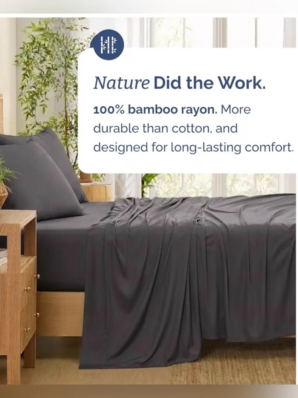 Que Dark Gray Bamboo Cooling Sheet Set - Smooth Breathable Bedding